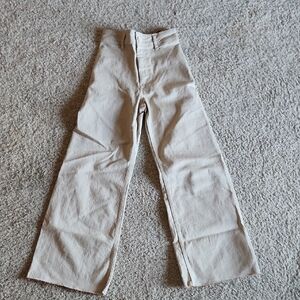 Womens Never Worn Zara High-Rise Marine Beige Wide-Leg Pants, Size 2